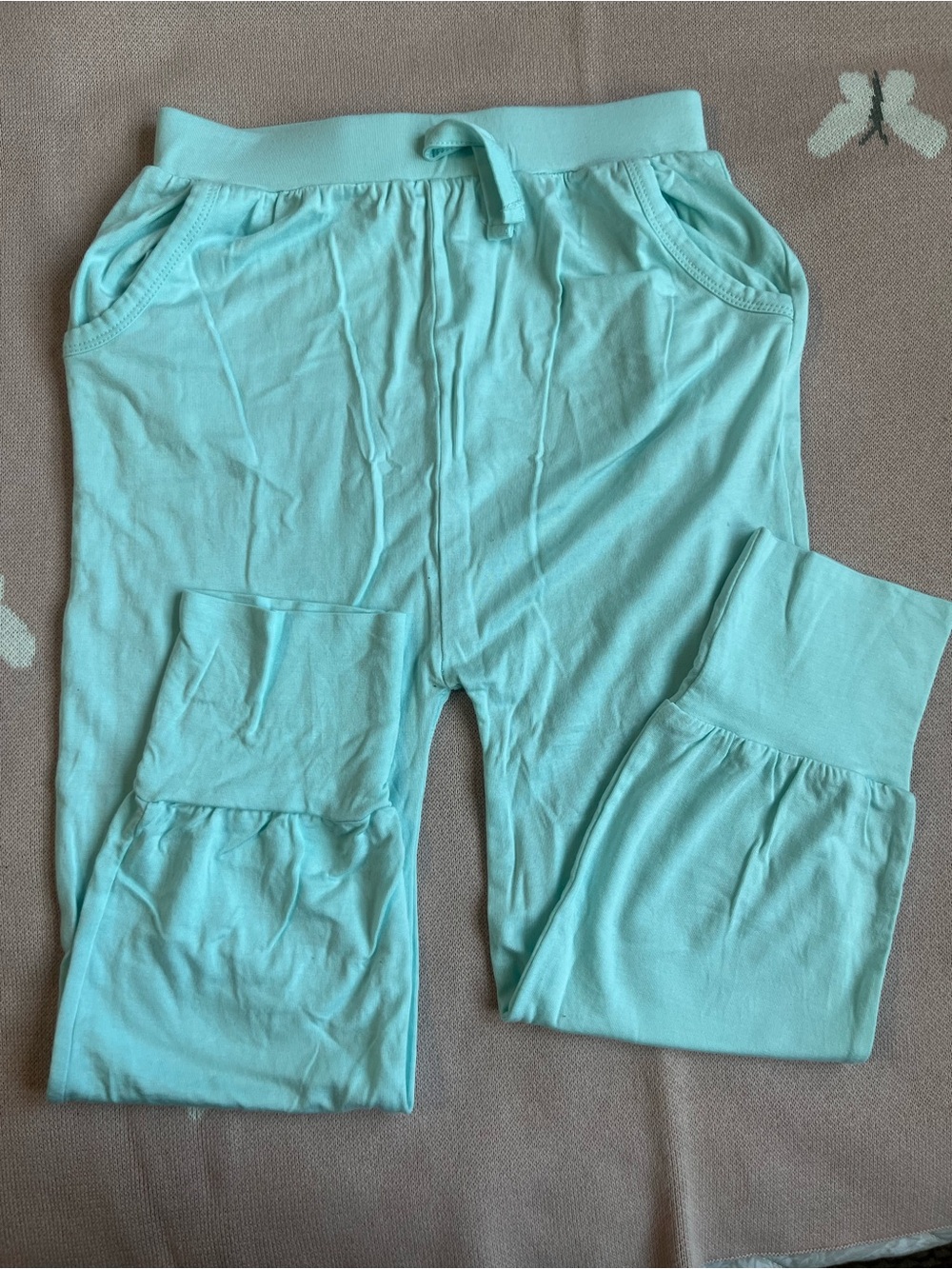 Kate Quinn The Woods mint green girls knit leggings 6y